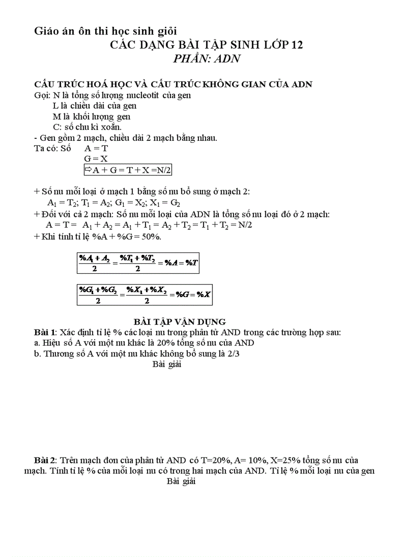 Ôn HSG lớp 12 ADN