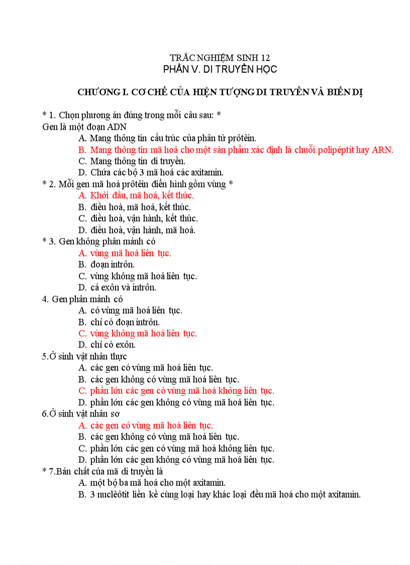 682 câu hỏi sinh hoc 12 có đáp án