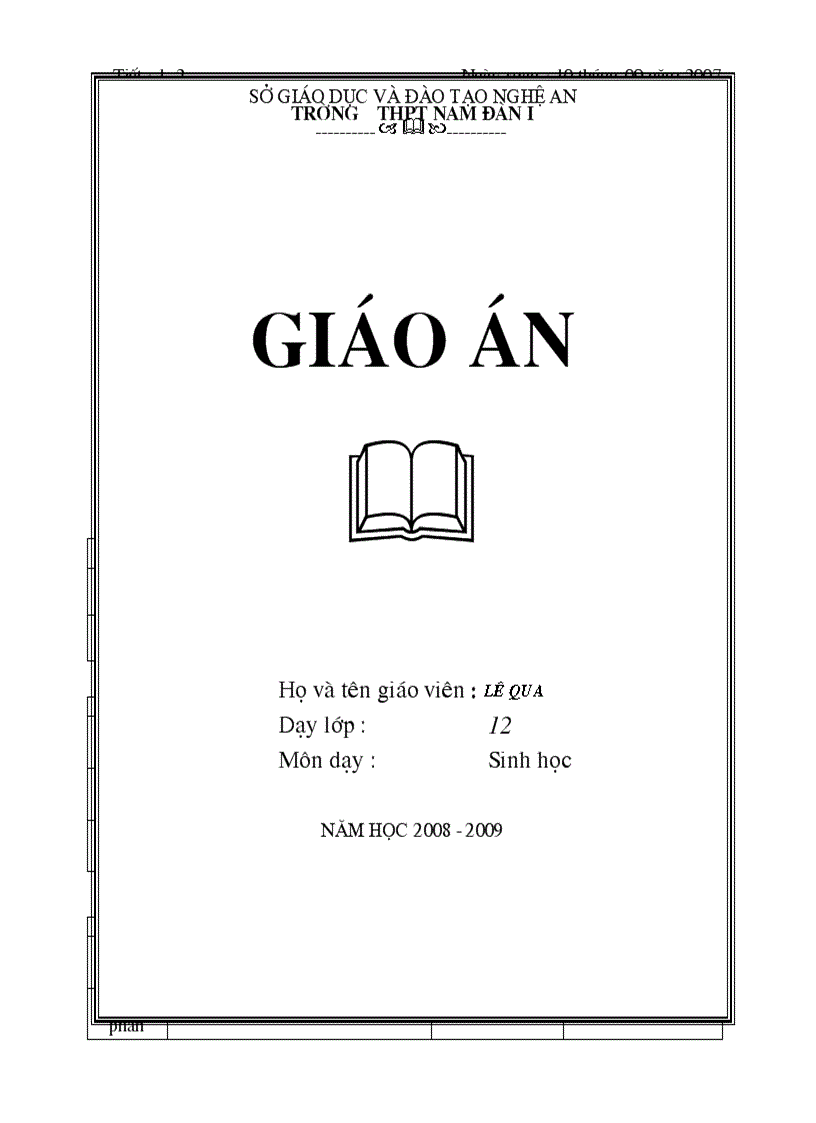 Giáo án 12 qua huế