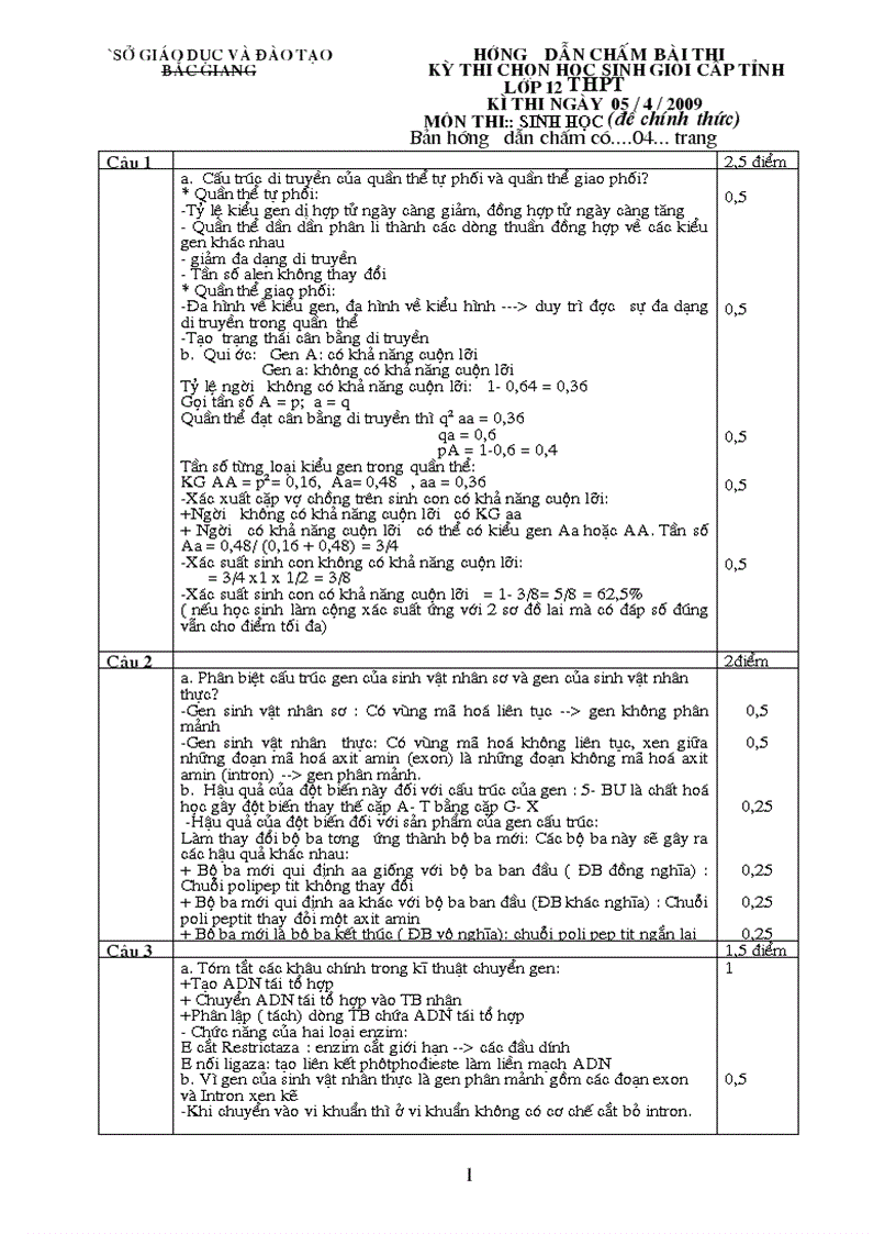 Đáp án de thi hsg 2009 bac giang