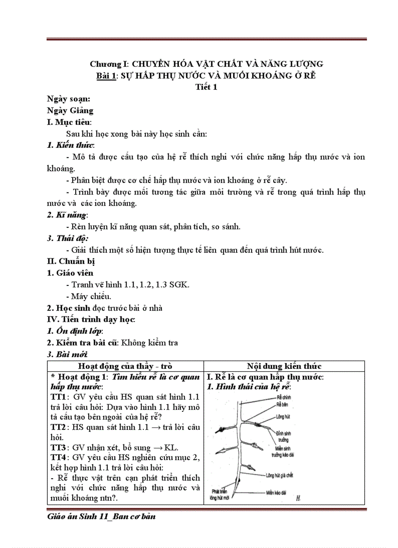 Giáo án sinh học cả năm