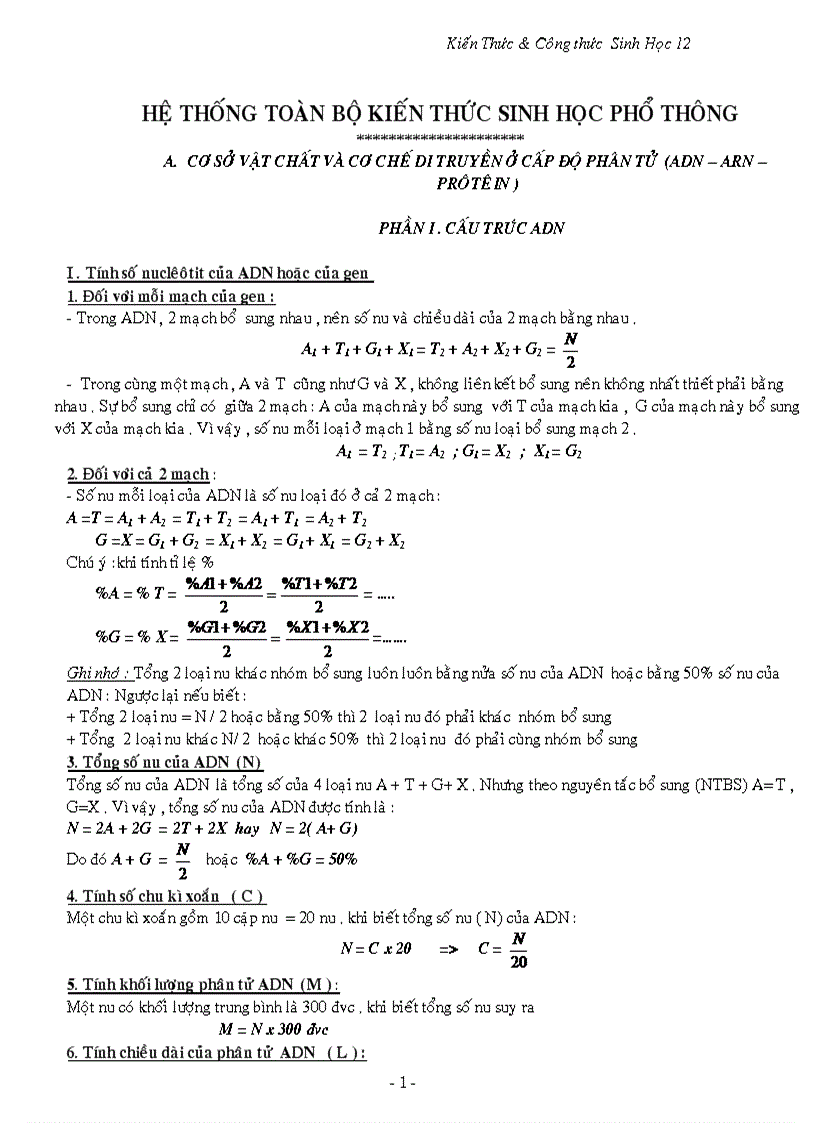 Công thức sinh học