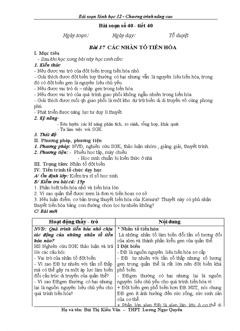 Tiết 40 bài 37 sh12nc