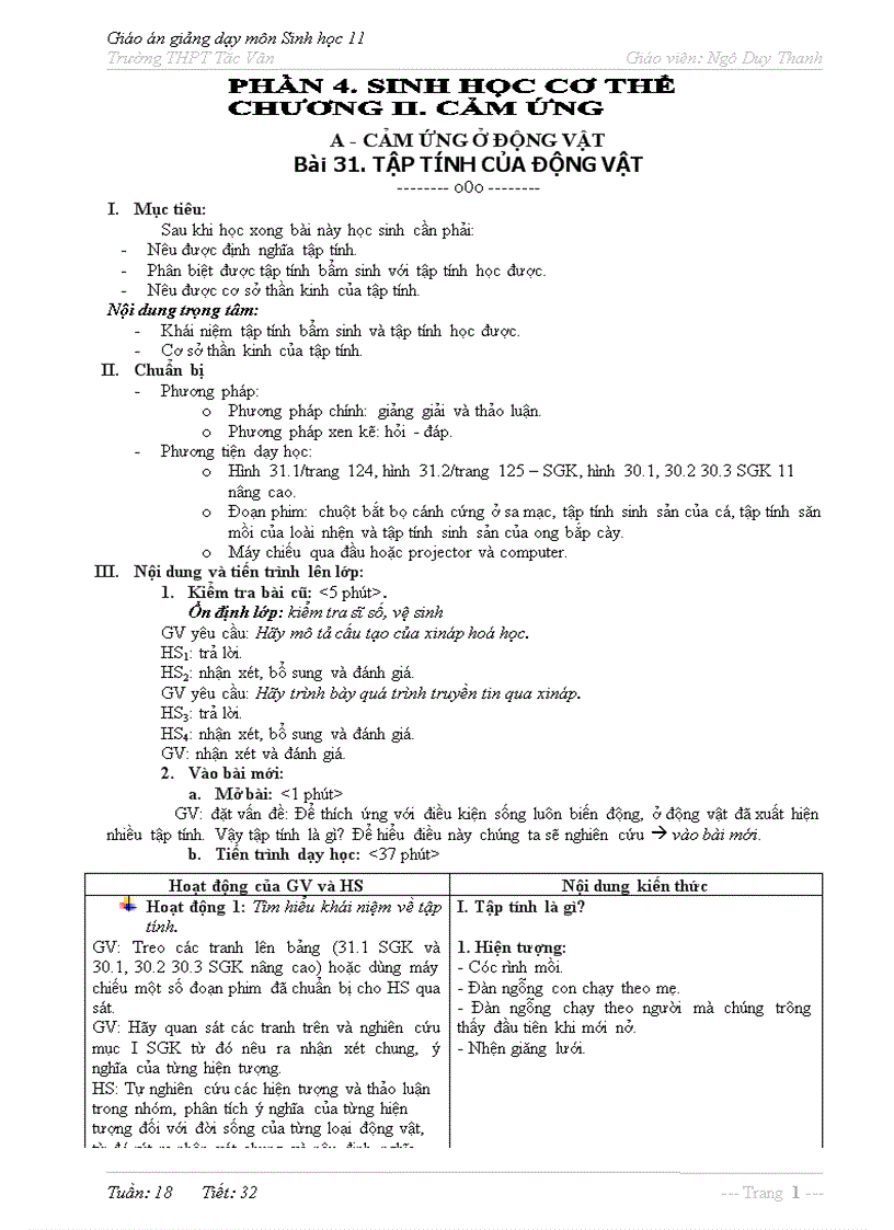 Bai31 tap tinh cua dong vat doc