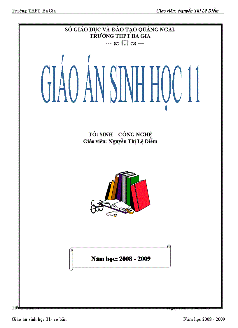 Giáo án 11 soạn theo yêu cầu mới và có lồng ghép MT