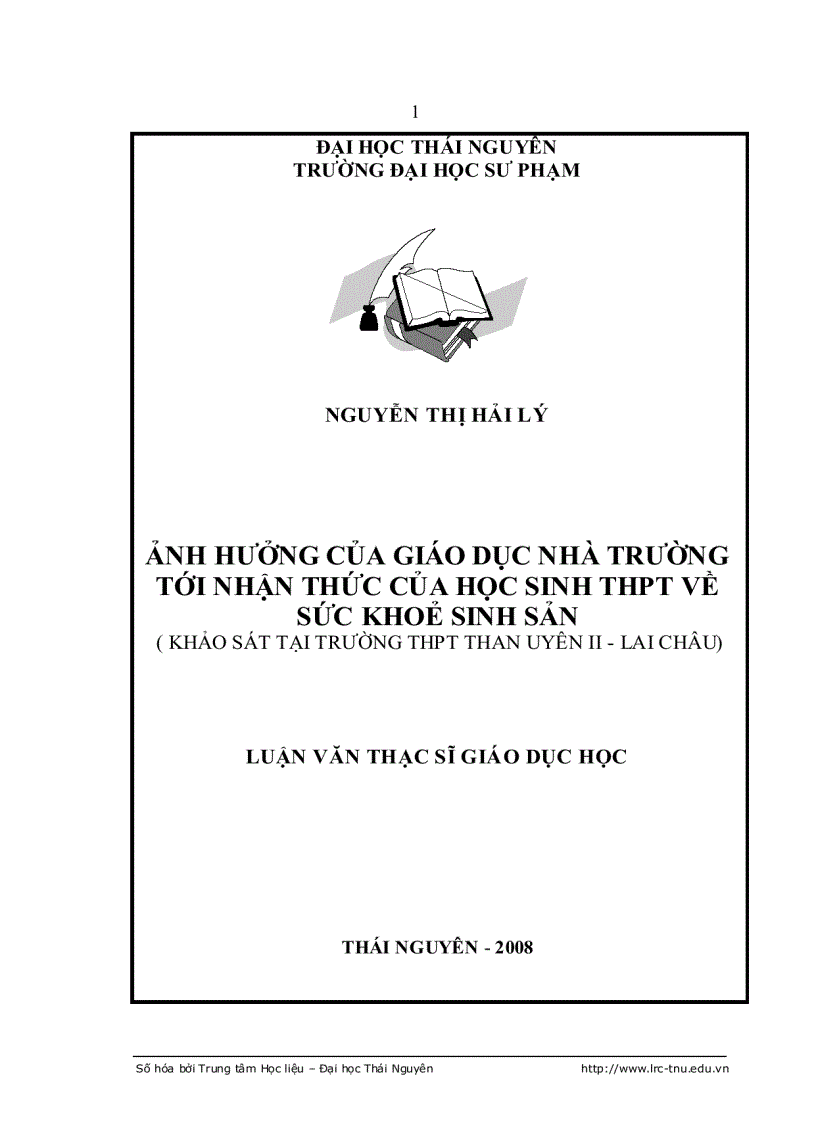 Ảnh hưởng của giáo dục nhà trường tới nhận thức của HS THPT về sức khỏe sinh sản