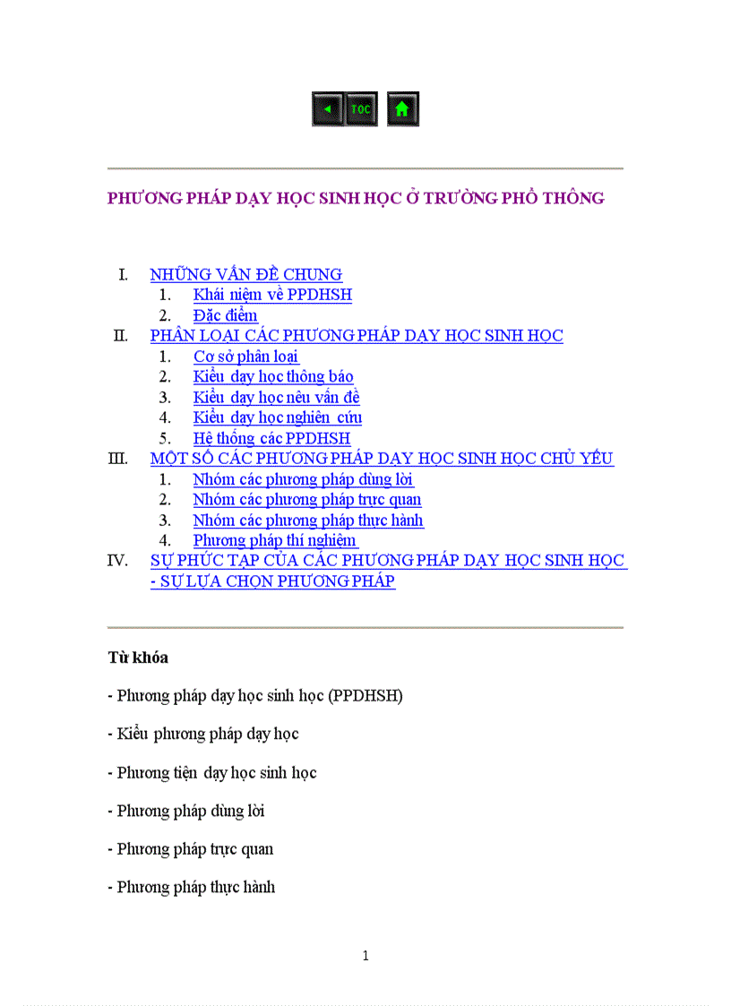 Phương pháp dạy học Sinh học ở Trường phổ thông