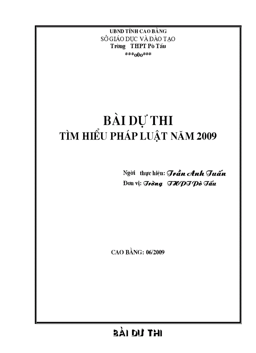 Bài dự thi tìm hiểu pháp luật