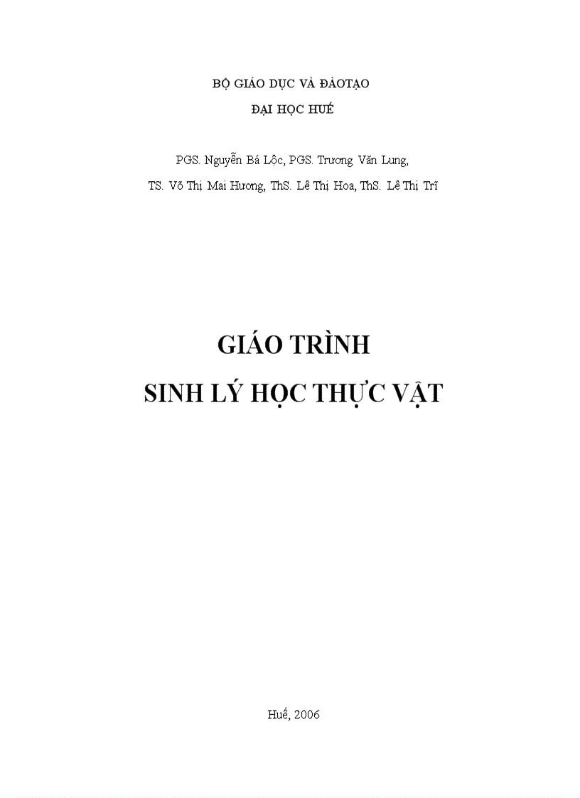 Giáo trình sinh lý học thực vật