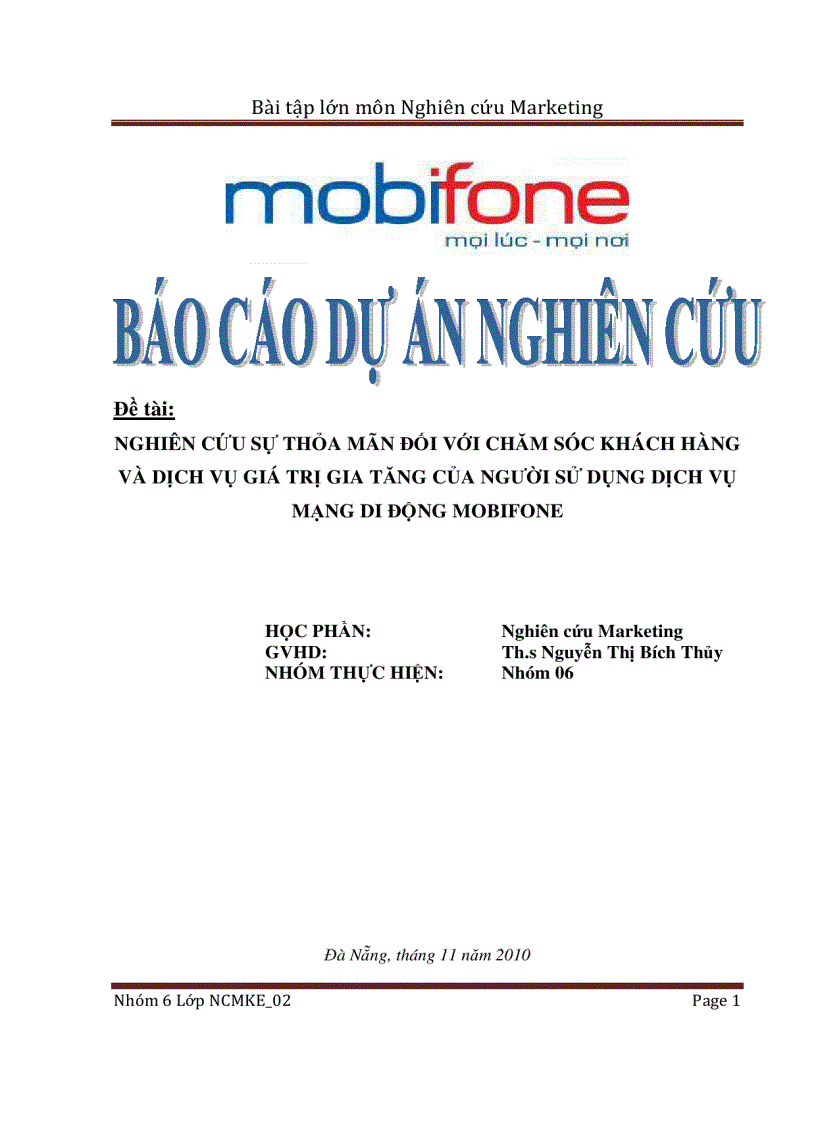 Nghiên cứu marketing về Mobifone