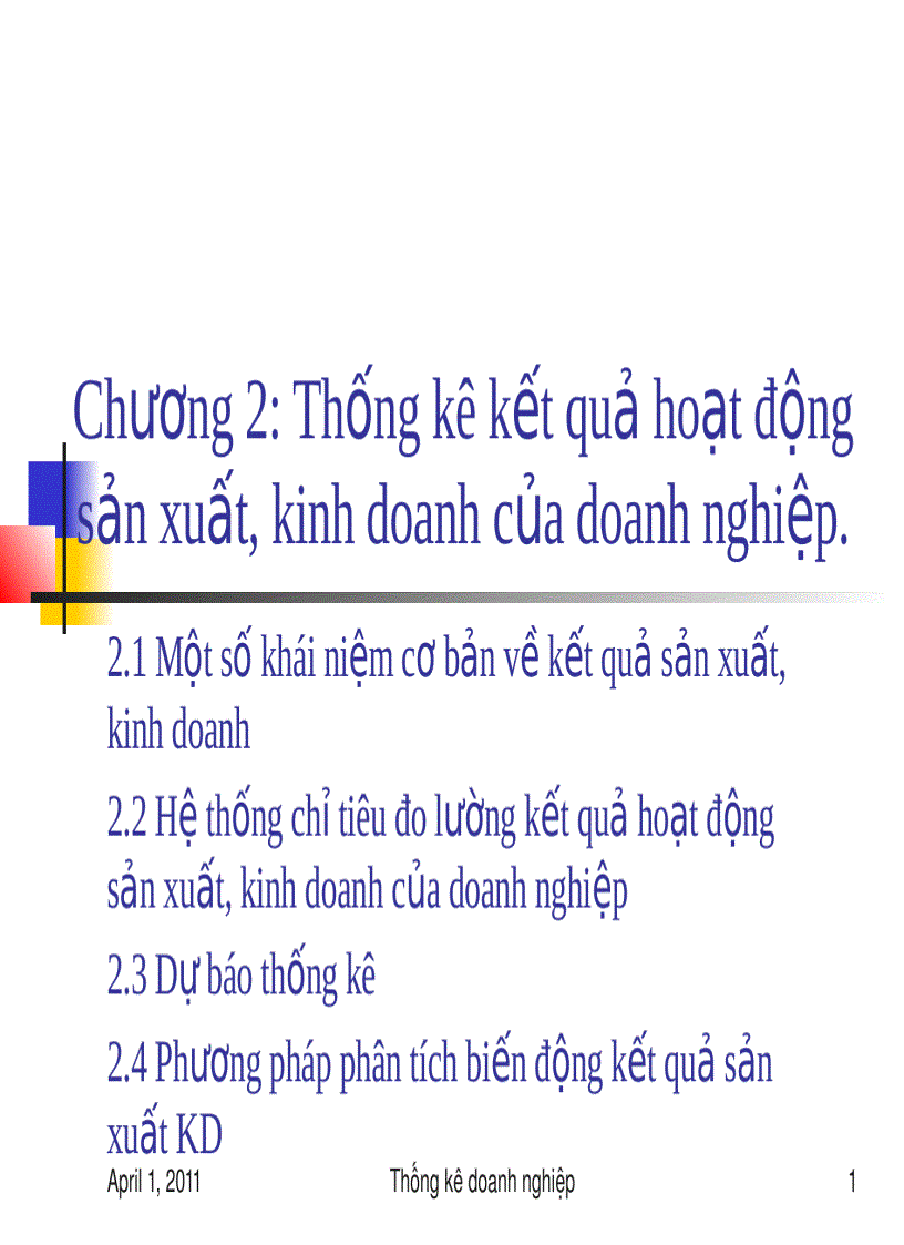 Thống kê kết quả hoạt động sản xuất kinh doanh của doanh nghiệp