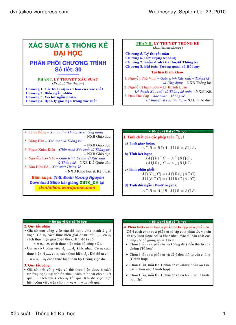 Slides Xác Suất Thống Kê ĐH Công Nghiệp Tp HCM