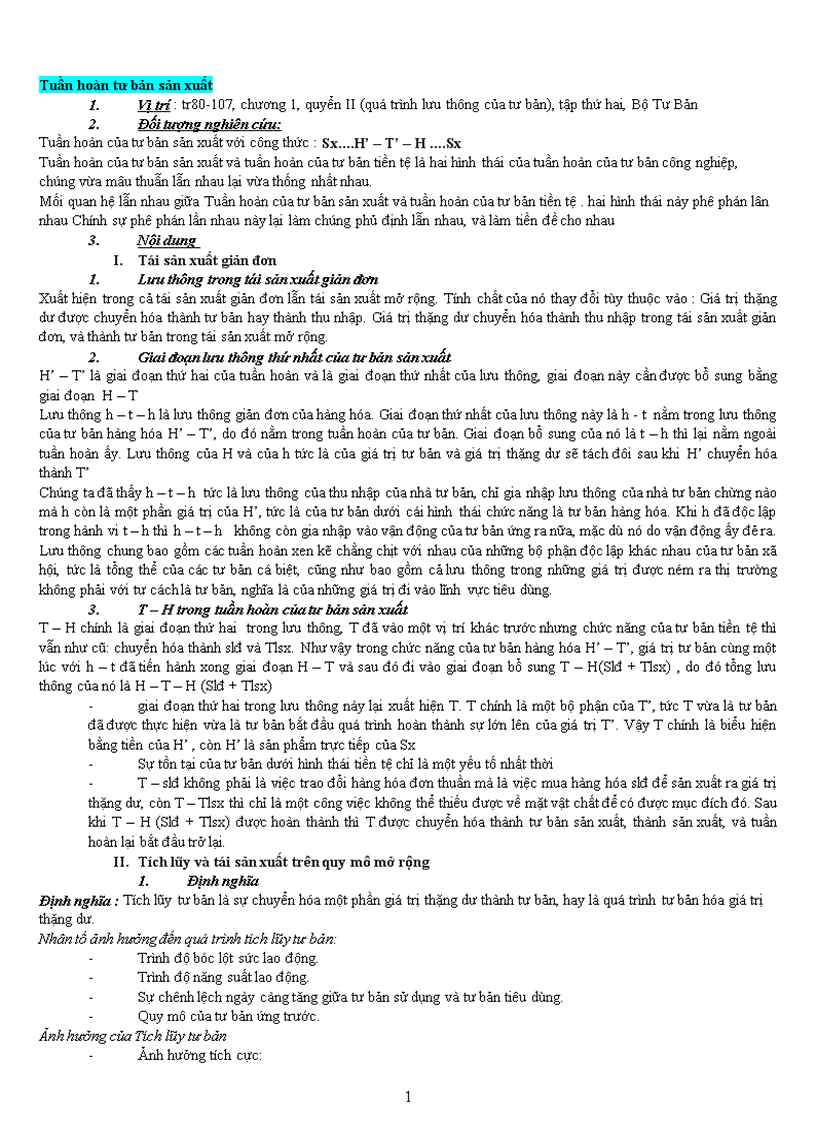 Tuần hoàn Tư bản sản xuất