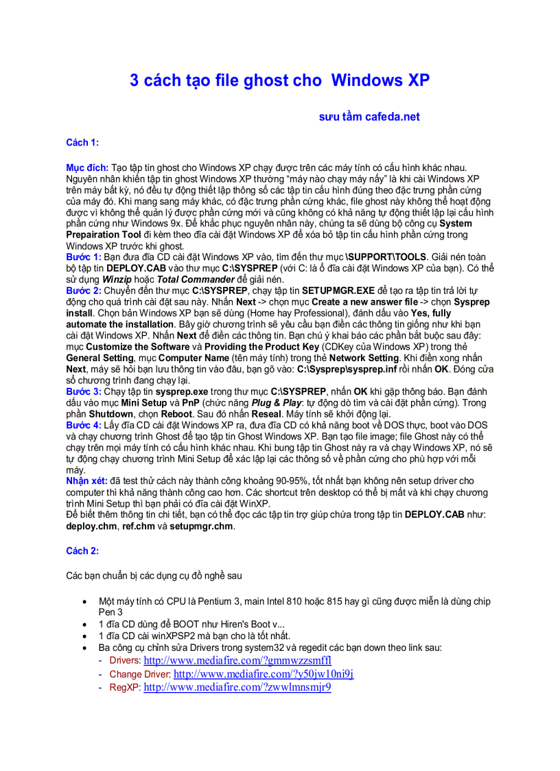 3 cách tạo file ghost cho Windows XP