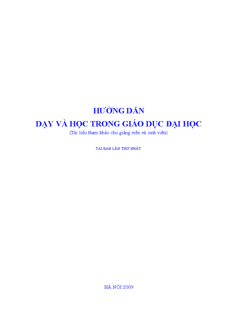 HƯỚNG DẪN DẠY VÀ HỌC TRONG GIÁO DỤC ĐẠI HỌC Tài liệu tham khảo cho giảng viên và sinh viên