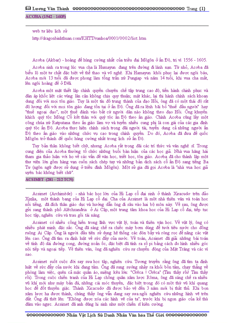 Đây là tổng hợp các danh nhân lịch sử trong và ngoài nước