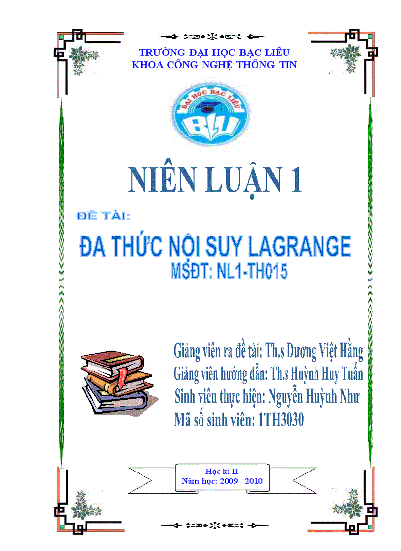 Đa Thức nội suy Lagrangr