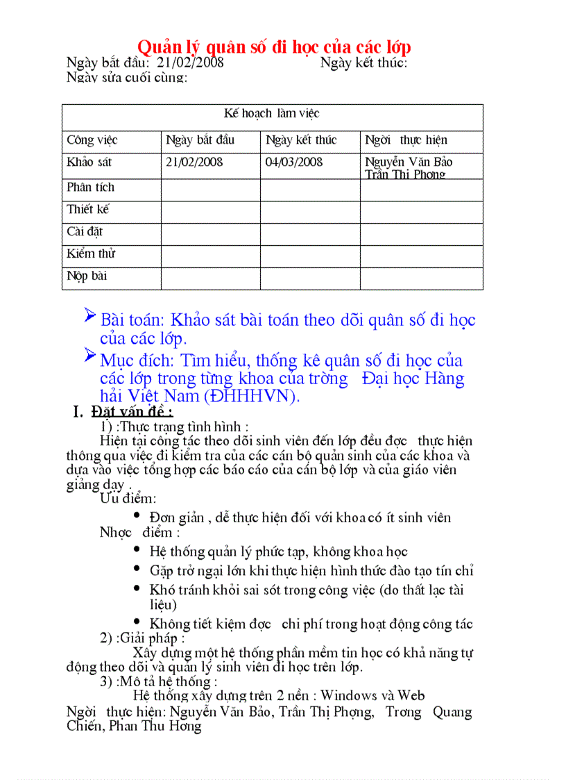 Phân Tích Thiết Kế Hệ Thống Quản lý quân số đi học của các lớp