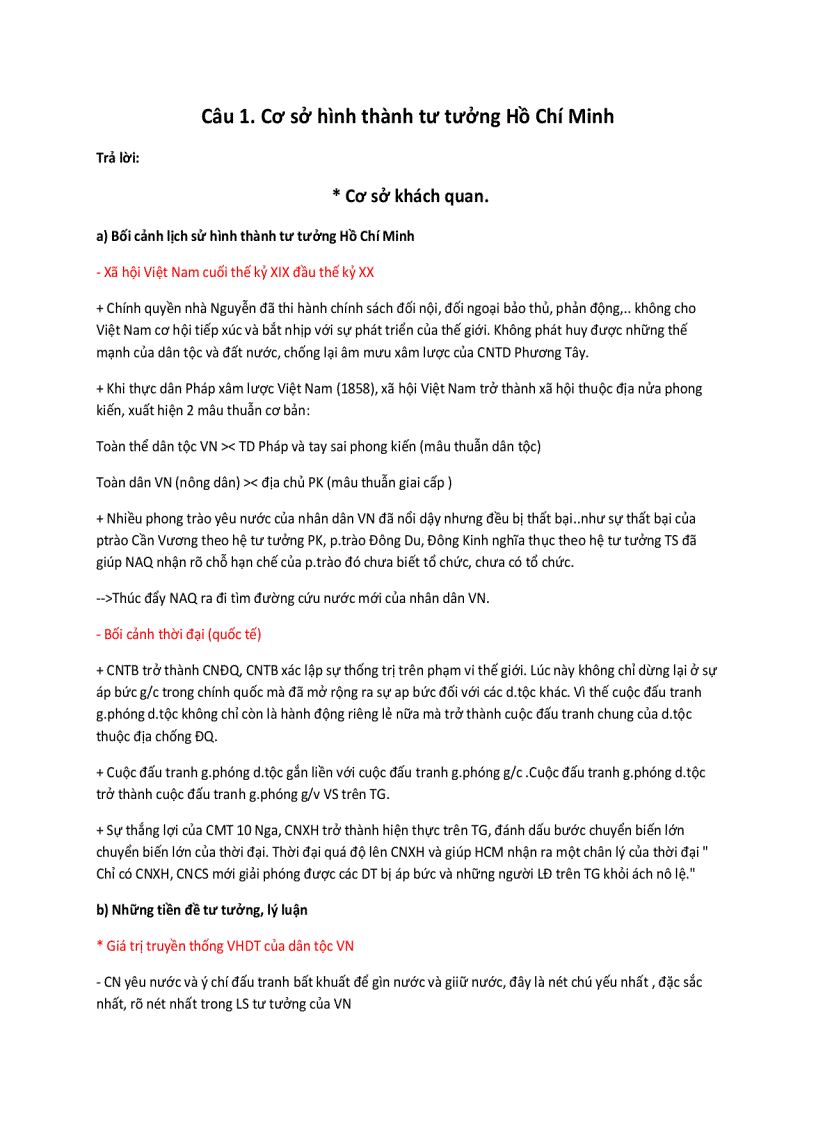 Cơ sở hình thành tư tưởng Hồ Chí Minh