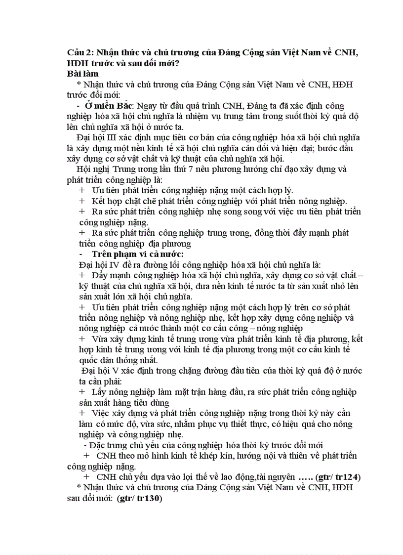 Nhận thức và chủ trương của Đảng Cộng sản Việt Nam về công nghiệp hóa và hiện đại hóa trước và sau đổi mới