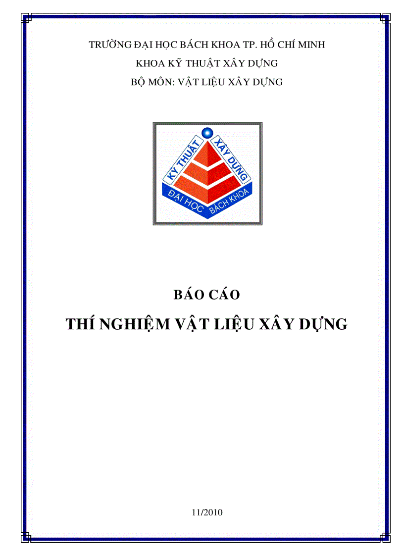 Báo cáo thí nghiệm Vật Liệu Xây Dựng