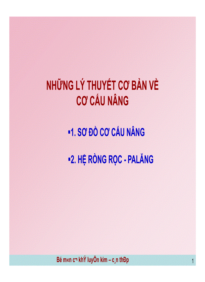 Những lí thuyết cơ bản về cơ cấu nâng