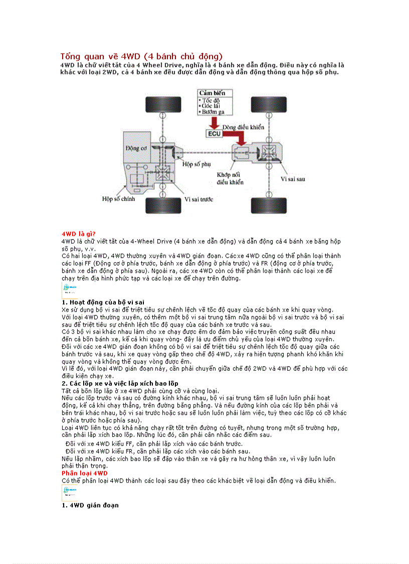 Tổng quan về 4WD 4 bánh chủ động