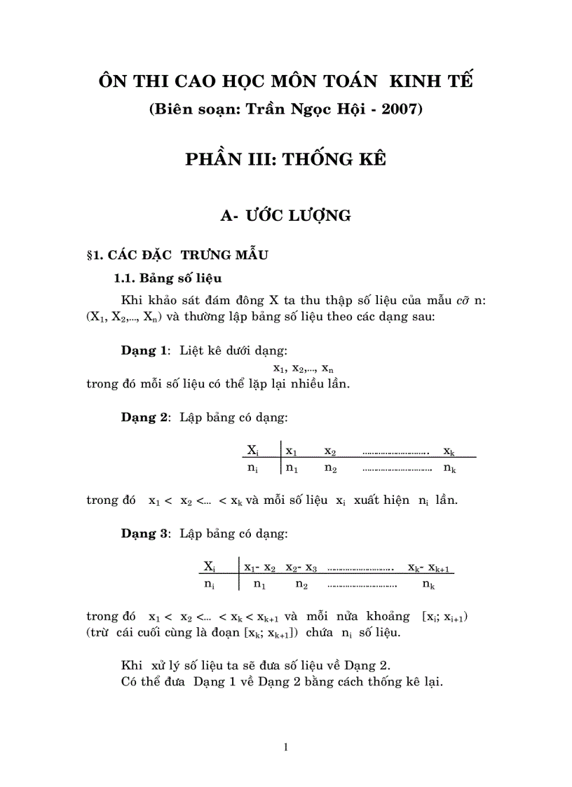 Tài liệu ôn thi cao học môn Toán Kinh tế 2