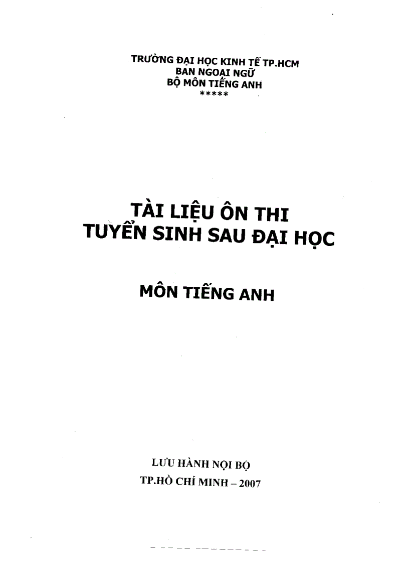 Tài liệu Ôn Thi Cao Học môn Tiếng Anh