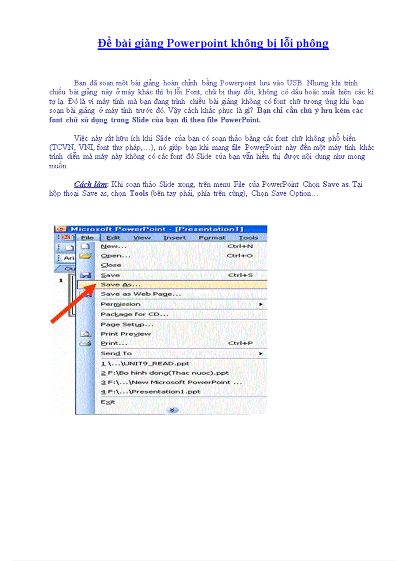 Để Bài Giảng PowerPoint Không Bị Lỗi Phông