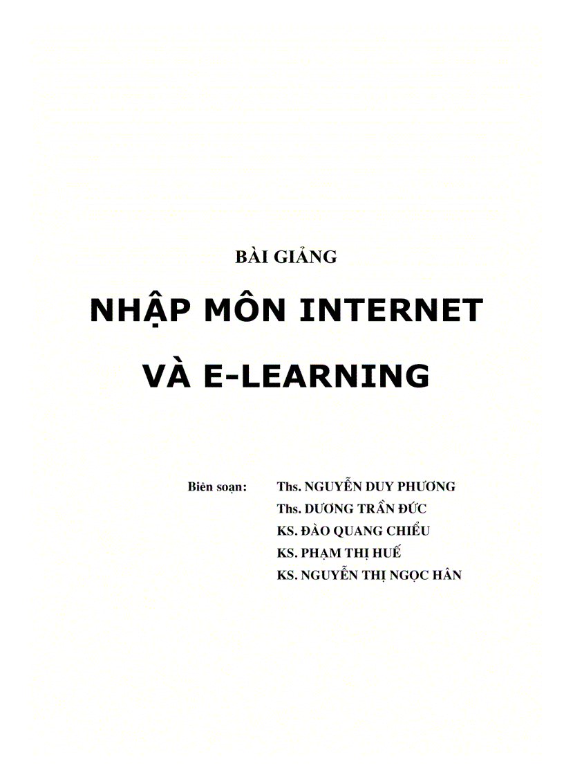 Bài giảng Nhập môn Internet và e Learing