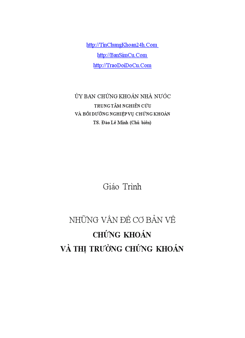 Giáo Trình Những vấn đề cơ bản về chứng khoán và thị trường chứng khoán