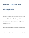 Đầu tư 1 cách an toàn chứng khoán