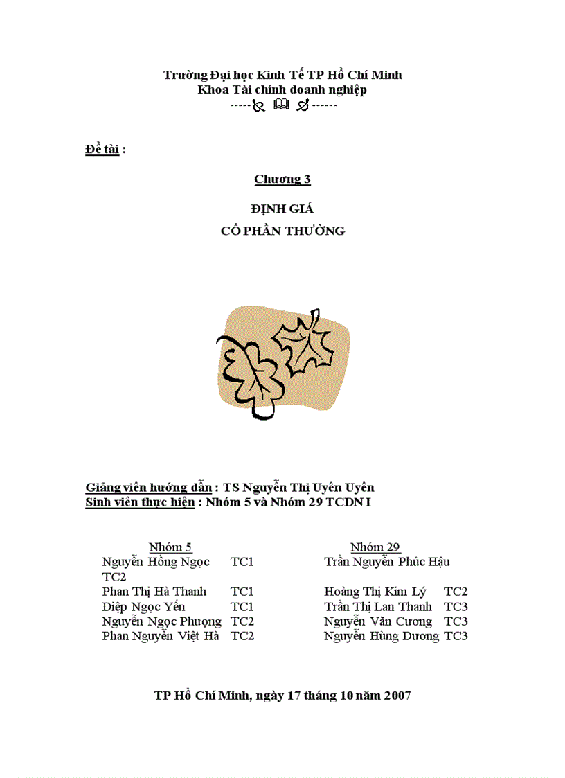 Định giá cổ phần thường