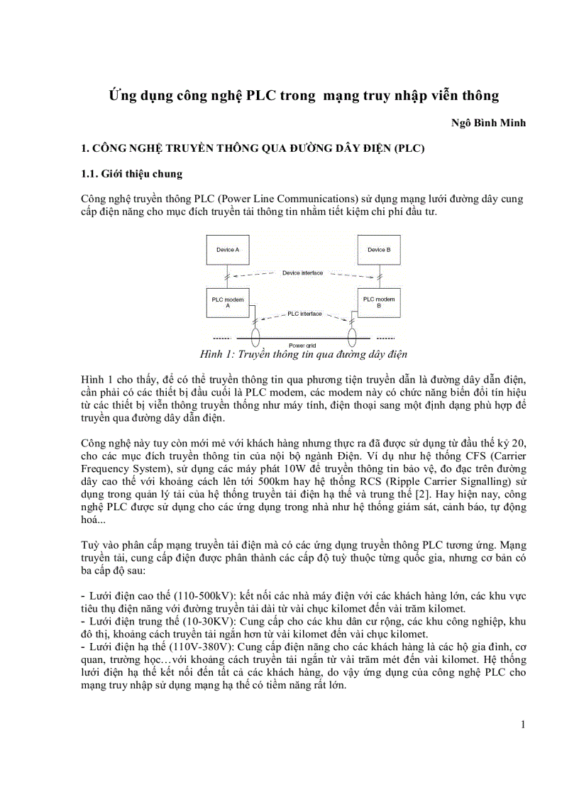 Tài Liệu Công Nghệ PLC Trong Mạng Truy Nhập Viễn Thông Ngô Bình Minh