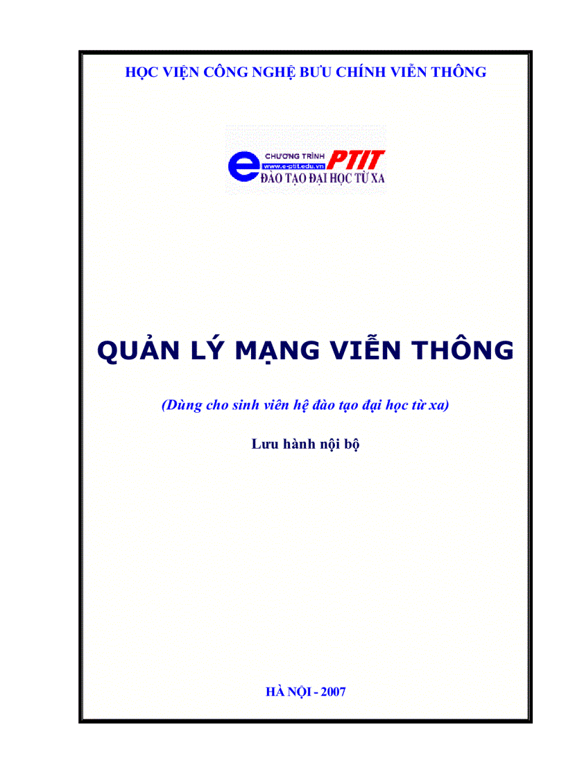 Giáo Trình Quản Lý Mạng Viễn Thông Học Viện Công Nghệ Bưu Chính Viễn Thông