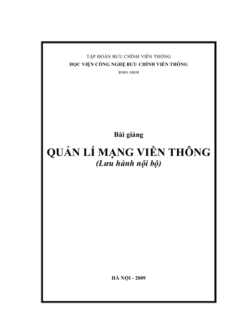 Bài Giảng Quản Lý Mạng Viễn Thông Học Viện Công Nghệ Bưu Chính Viễn Thông