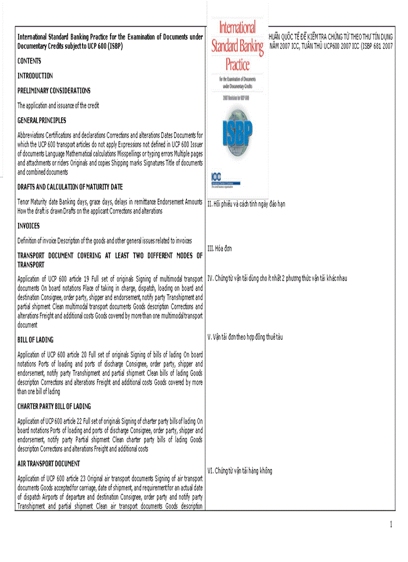 Tập quán ngân hàng tiêu chuẩn quốc tế để kiểm tra chứng từ theo thư tín dụng