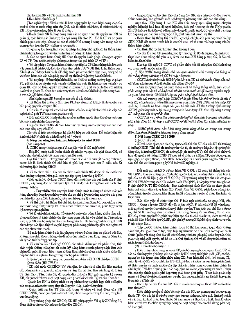 Hành chính Nhà nước và và Cải cách hành chính Nhà nước