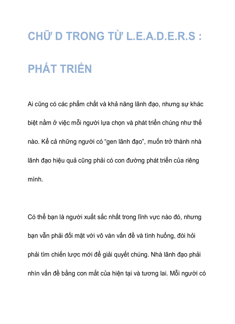 Chữ d trong từ l e a d e r s Phát triển