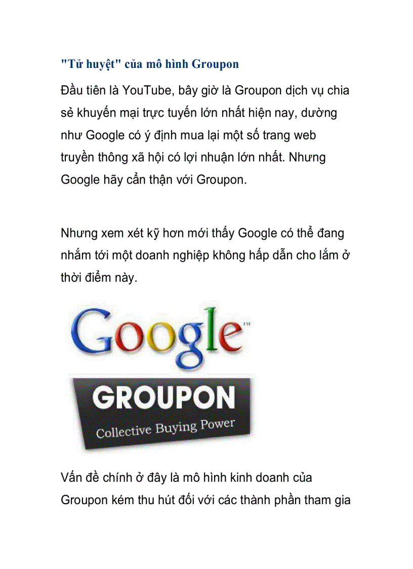 Tử huyệt của mô hình Groupon