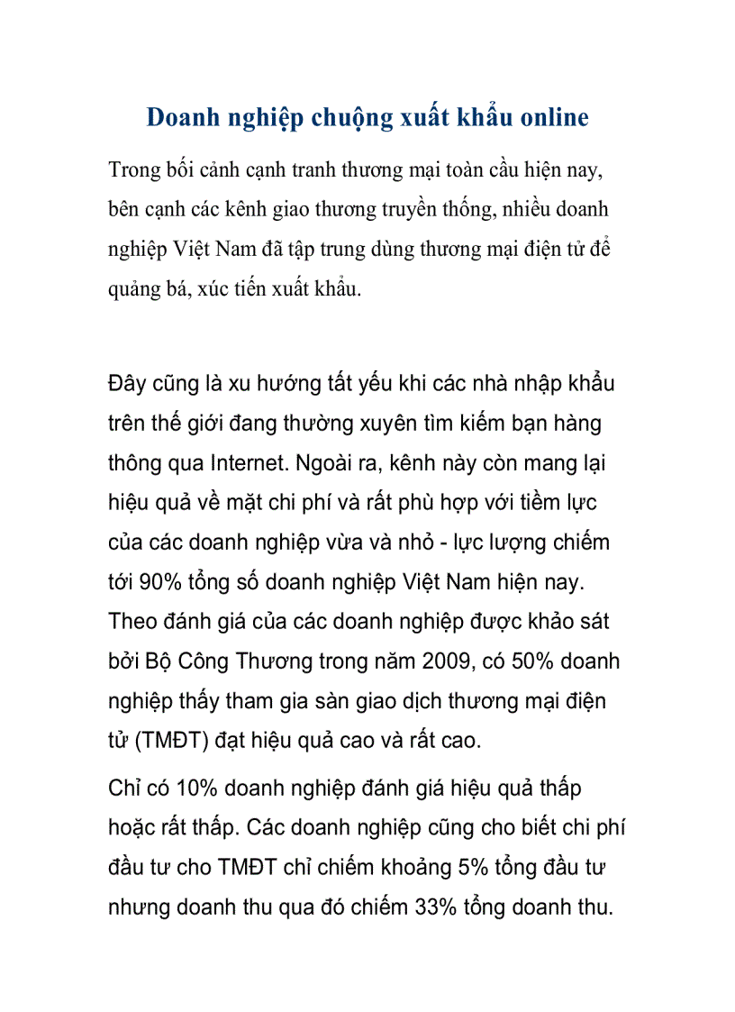 Doanh nghiệp chuộng xuất khẩu online