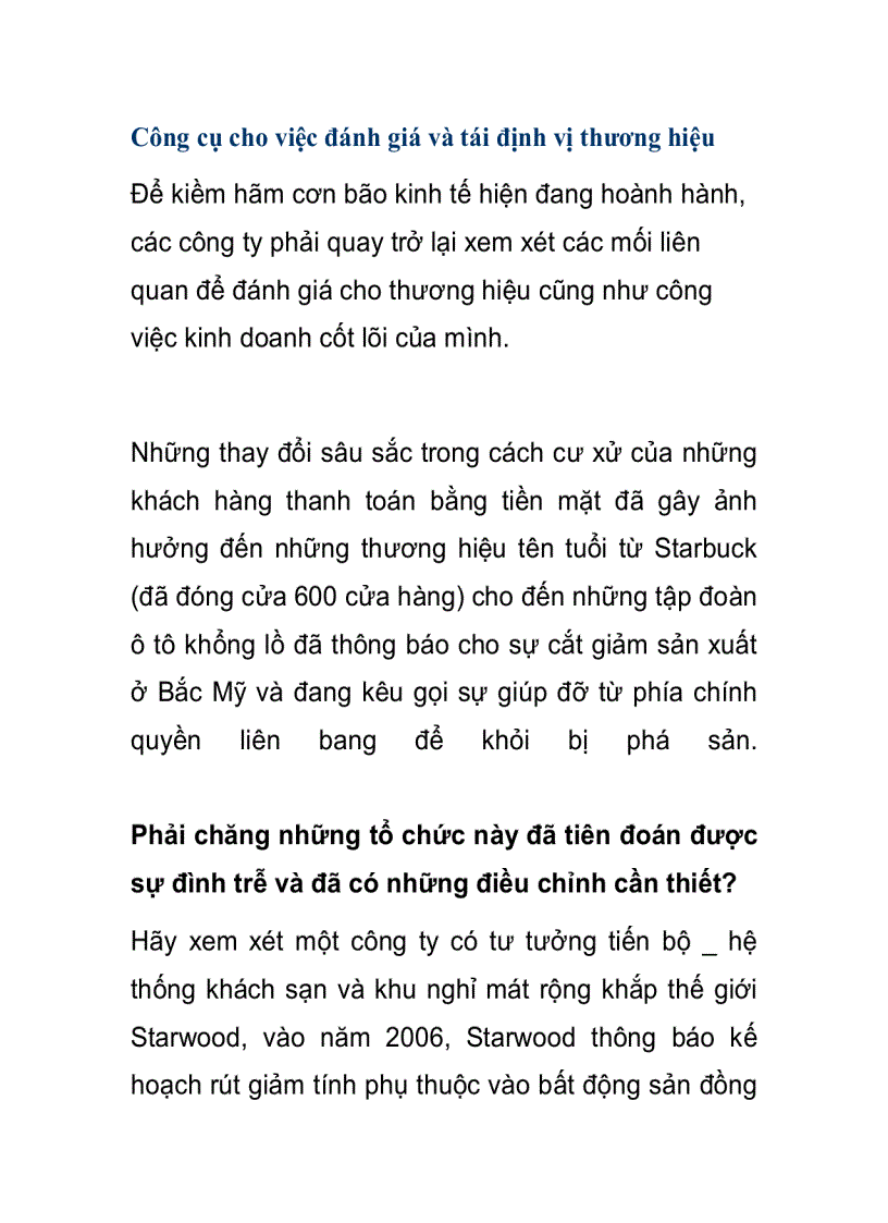 Công cụ cho việc đánh giá và tái định vị thương hiệu