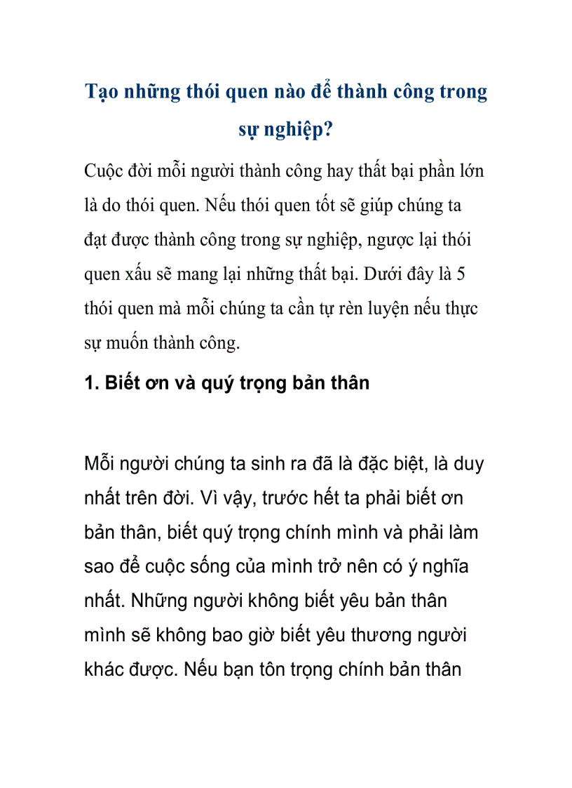 Tạo những thói quen nào để thành công trong sự nghiệp