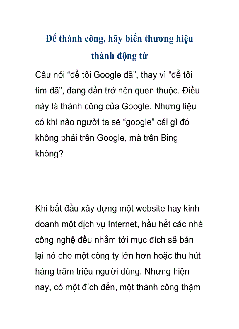 Để thành công hãy biến thương hiệu thành động từ