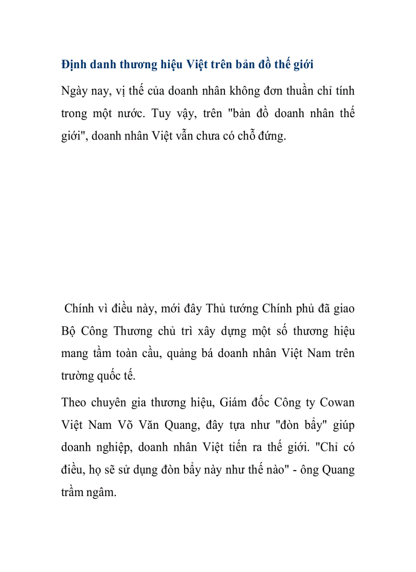 Định danh thương hiệu Việt trên bản đồ thế giới