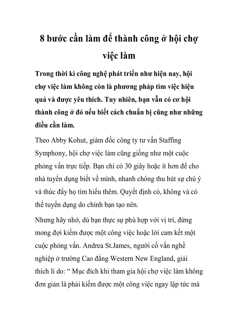 8 bước cần làm để thành công ở hội chợ việc làm