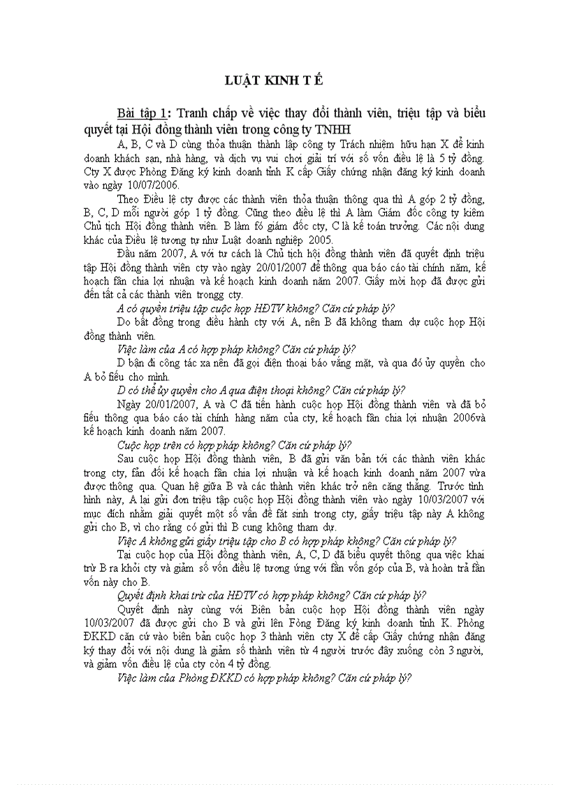 Một số vấn đề luật kinh tế