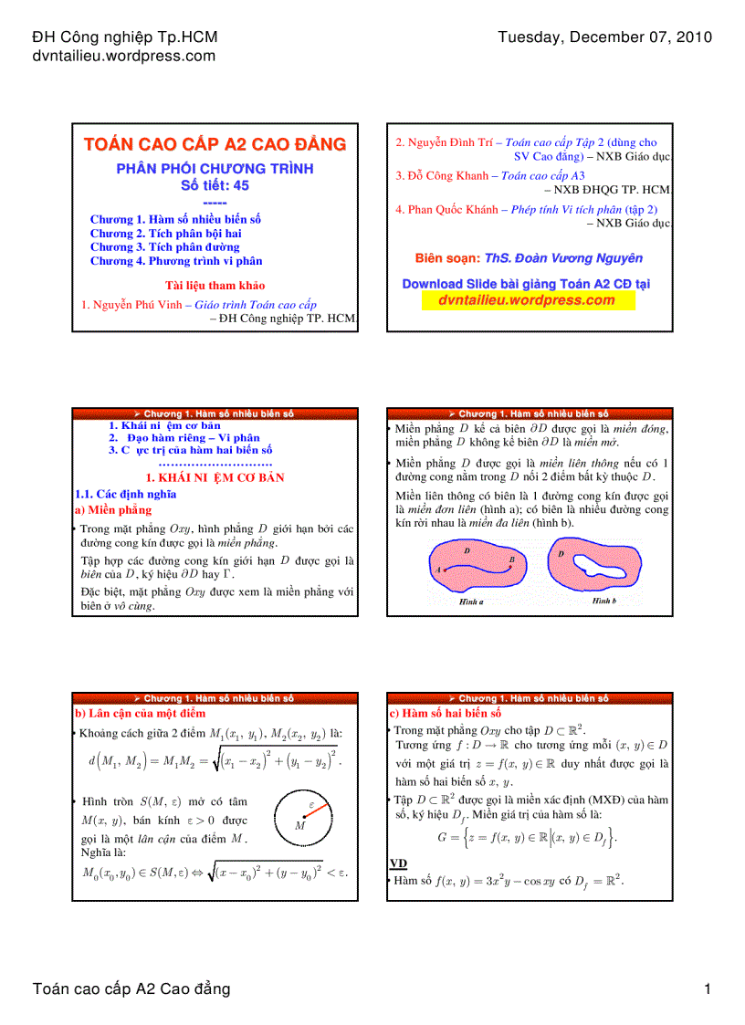 Slide bài giảng môn toán a2 cao đẳng