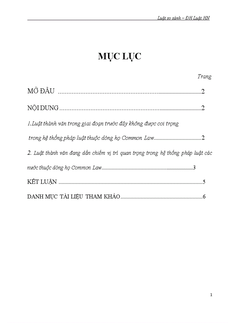 Vị trí của luật thành văn trong các hệ thống pháp luật thuộc dòng họ Common Law 8 điểm
